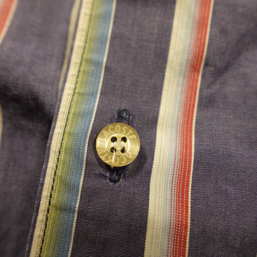 Lacoste Button Down Shirt Men’s Medium EU 40 Multicolor Stripe Vintage French - Picture 4 of 14